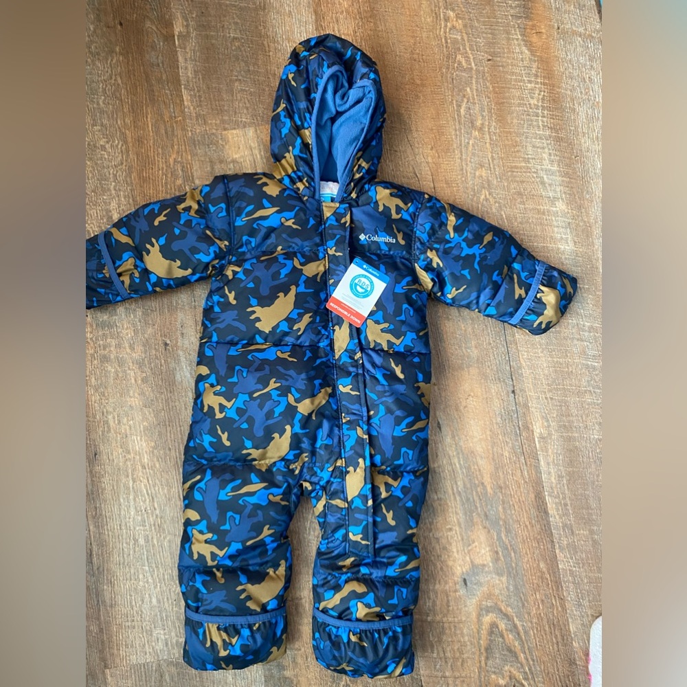 NWT Columbia Snuggly Bunny Bunting Infant Boys’ Night Tide Camo Critter, 12/18M